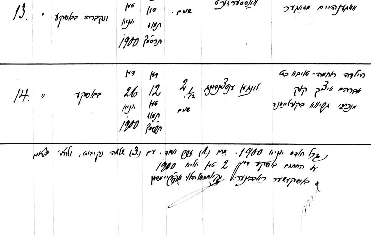 רישום פטירת הילדה רוחמה טויבא קוק מדלקת ריאות