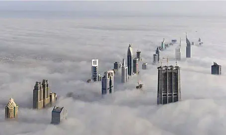 דובאי - מבט מגורד שחקים בורזכליפה אל האחרים. 163 קומות