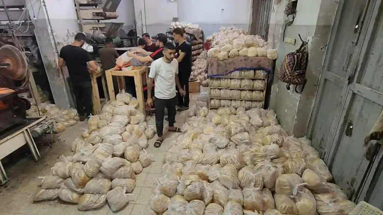 צפו: בעזה אופים עשרות אלפי פיתות