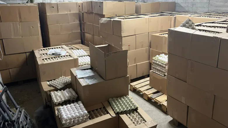 375 אלף ביצים מוברחות בחניון בבני ברק