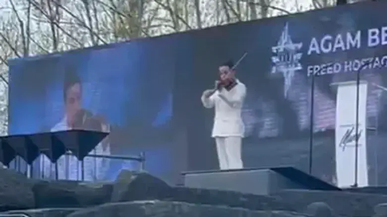 March of the Living Former hostage Agam Berger performs solo violin piece