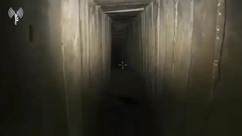Photo: Israel National News Part of a Hamas tunnel sealed during the recent IDF operation