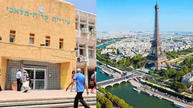 Flash 90, iStock Watch: Flag of Israeli town flies proudly in Paris suburb
