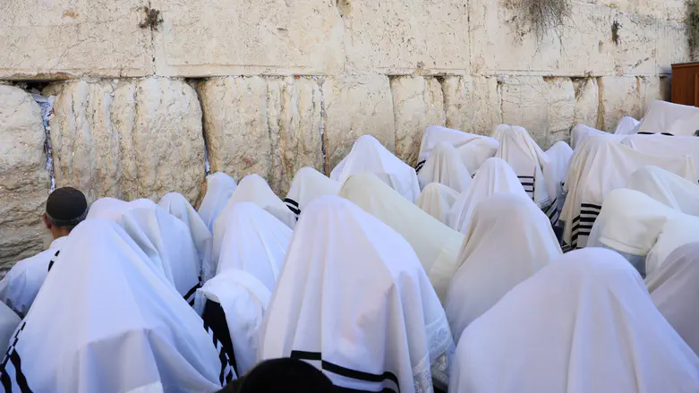 צילום: הקרן למורשת הכותל המערבי רבבות בברכת הכהנים בכותל המערבי