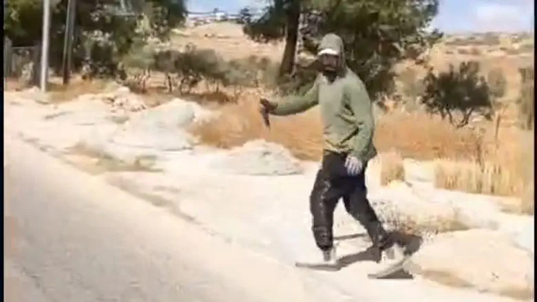 Courtesy Footage from Binyamin terror attack & pursuit of terrorist