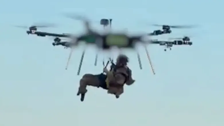 screenshot Wounded soldier evacuated from front lines by drone
