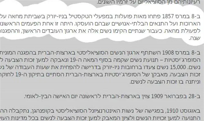 יום האישה: שקרים באתר הכנסת