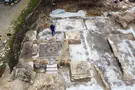 Central bimah of Vilna Great Synagogue fully exposed