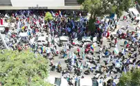 Watch: Protesters blockade rabbinical court building in Tel Aviv