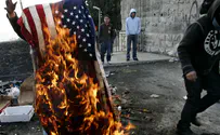 Pro-Palestinian protesters burn USA flag outside DNC