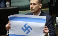 no credit Polish MP displays Israeli flag with a swastika