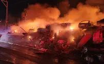 Firefighting crews battle blaze at vehicle lot in Kiryat Arba
