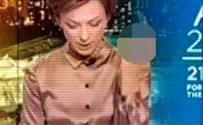 Screen Capture Russian Anchor Sacked for Rude Gesture During Obama Story