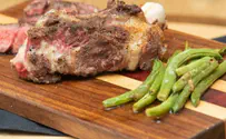 Grilled Cowboy Steak with Garlic Green Beans