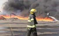 תיעוד: שריפה גדולה במפעל ברהט
