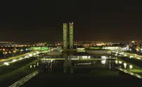 ‘Never Again’ projected on Brazil’s national congress buildings