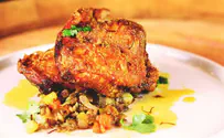 Ari’s Fried Chicken with Lentil Hash, Gravy, and Saffron Honey