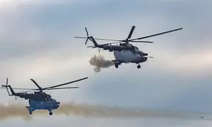 Российский вертолёт сбит украинским дроном. Видео