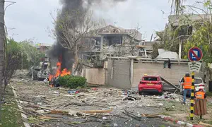 35 missiles in two barrages, 10 impact sites