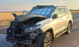 Vehicle hit by drone, family emerges unscathed