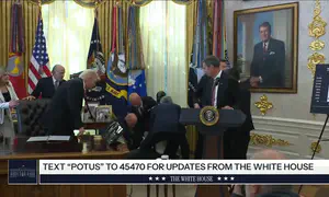 Watch: Drug executive collapses in the Oval Office