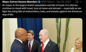 Mamdani’s name now appears on Adams’ pro‑Israel posts