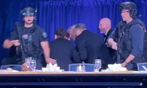 Trump rushed off stage at Correspondents’ Dinner