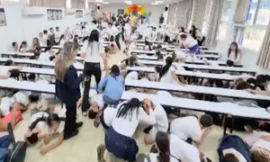 Children panic as siren sounds ahead of festive ceremony
