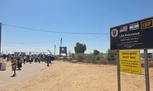 Gaza border residents protest outside international force base