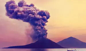 Mount Anak Krakatau erupts