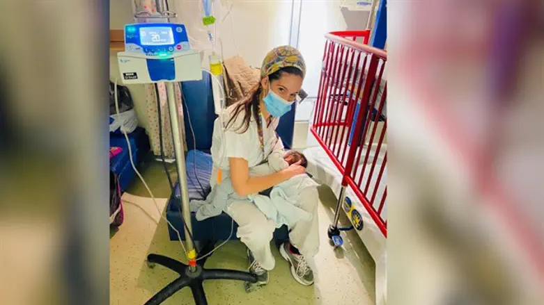 Yael Cohen with the baby