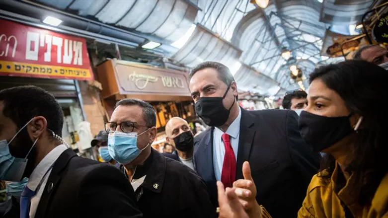 השר ישראל כ"ץ בשוק מחנה יהודה