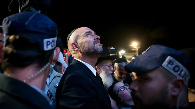 Internal Security Minister Amir Ohana in Meron in the aftermath of the disaster