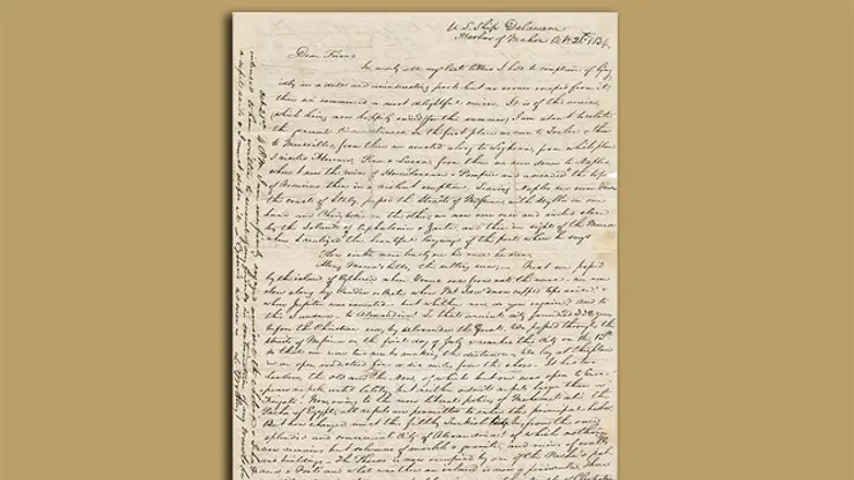 The first page of a newly discovered letter written by a passenger of the USS Delaware