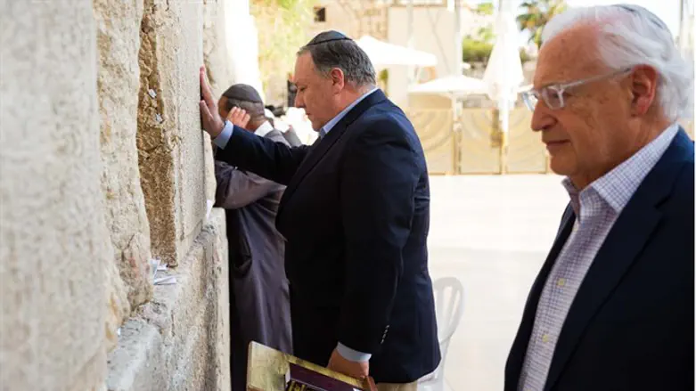 Mike Pompeo and David Friedman at the Western Wall