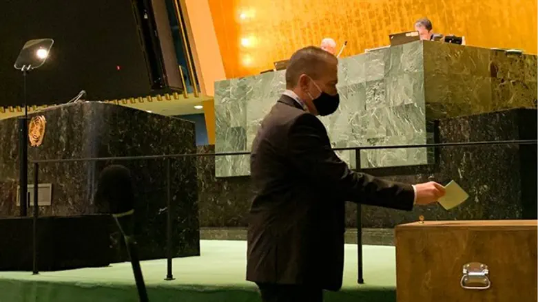 Ambassador Erdan casting his vote