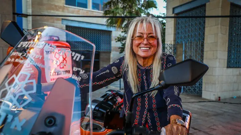 Miriam Adelson with one of the ambucycles