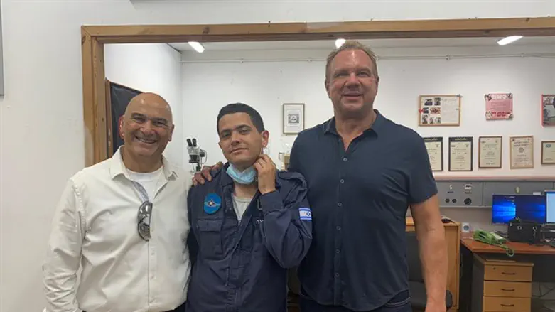 Big Mike Straumietis with Special in Uniform soldier