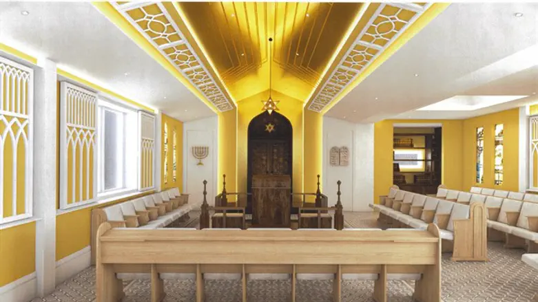 A digital rendering of the center's future synagogue.