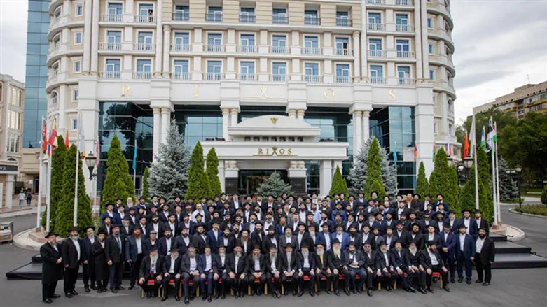 Chabad rabbis from across the former Soviet Union pose for a group photo in Alma