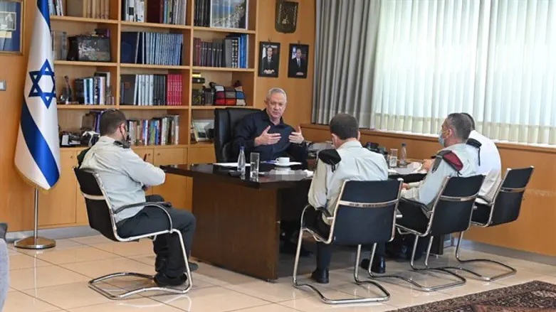 Defense Minister Benny Gantz holds a meeting