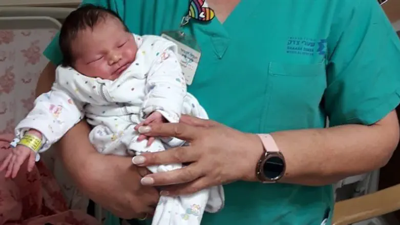 One of the first babies of the year at Shaare Zedek Medical Center