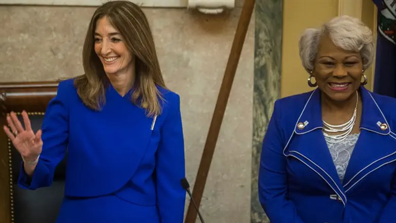 House of Delegates Speaker Eileen Filler-Corn, left, & President Pro Tempore Louise Lucas
