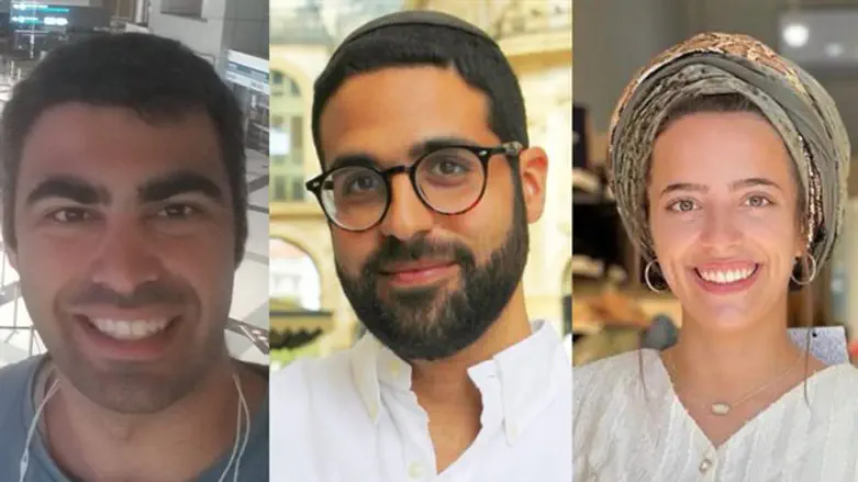 Award winners: David, white shirt. Deon gray shirt, Gulieta, with scarf