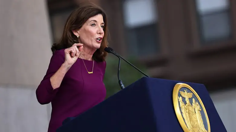 New York Gov. Kathy Hochul speaks in New York City, August 26, 2021.