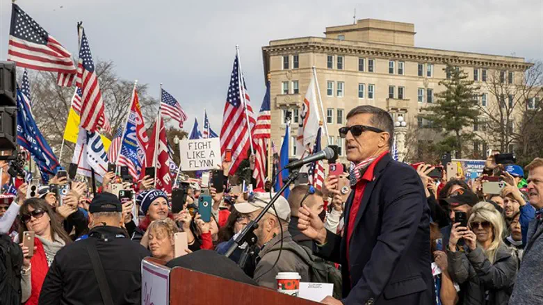 Michael Flynn at protest in Washington DC, Dec. 12, 2020