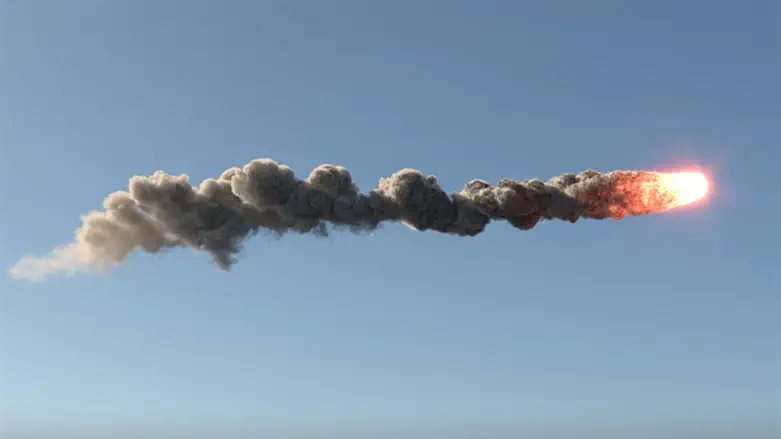 Пролетающая в небе ракета. Иллюстрация