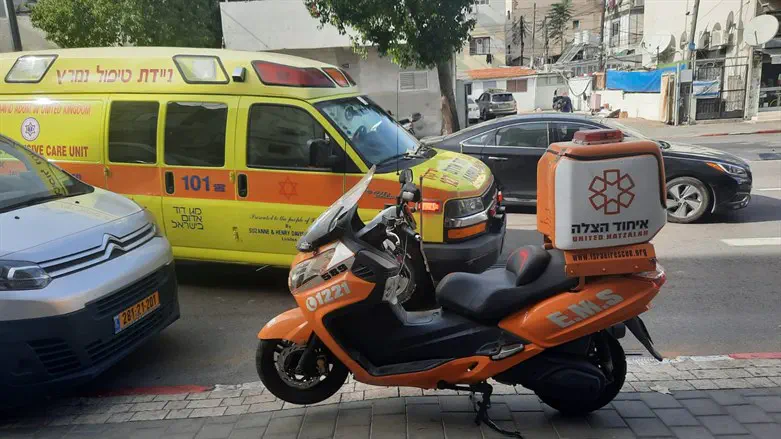 Arieh's ambucycle at the scene of the first incident