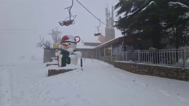 Snow on Mount Hermon Tuesday