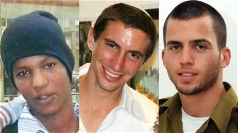 (R. to l.) Oron Shaul, Hadar Goldin, Avera Mengistu